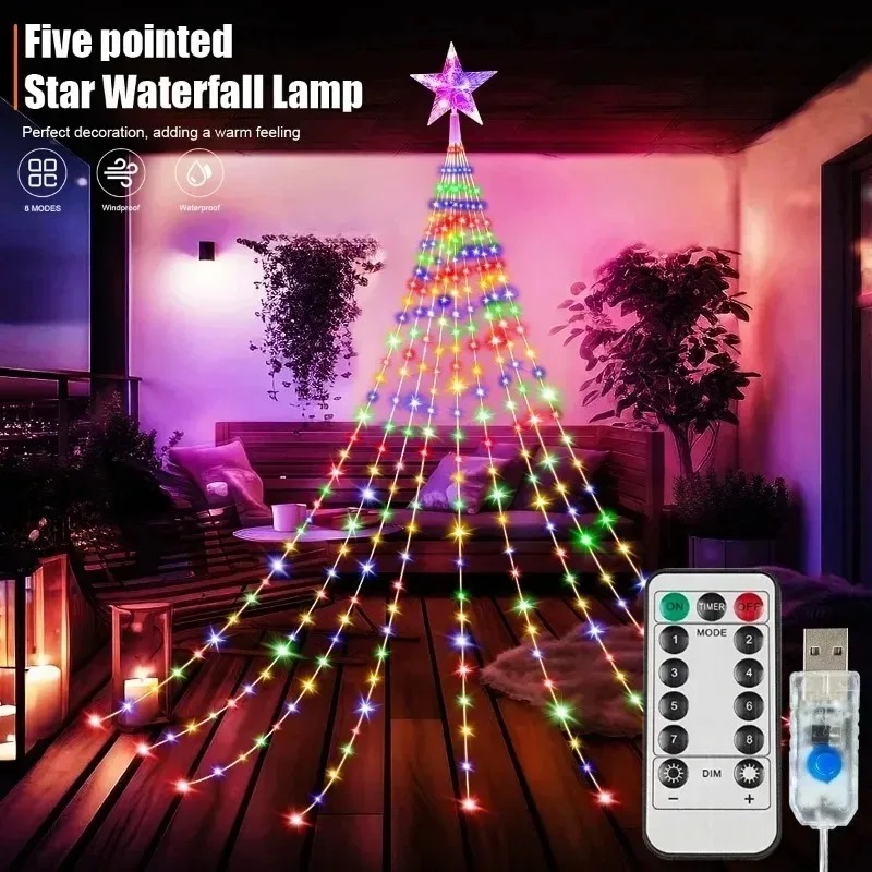 Светодиодная гирлянда-водопад  – обзор и цена Outdoor Power For Xmas Lights